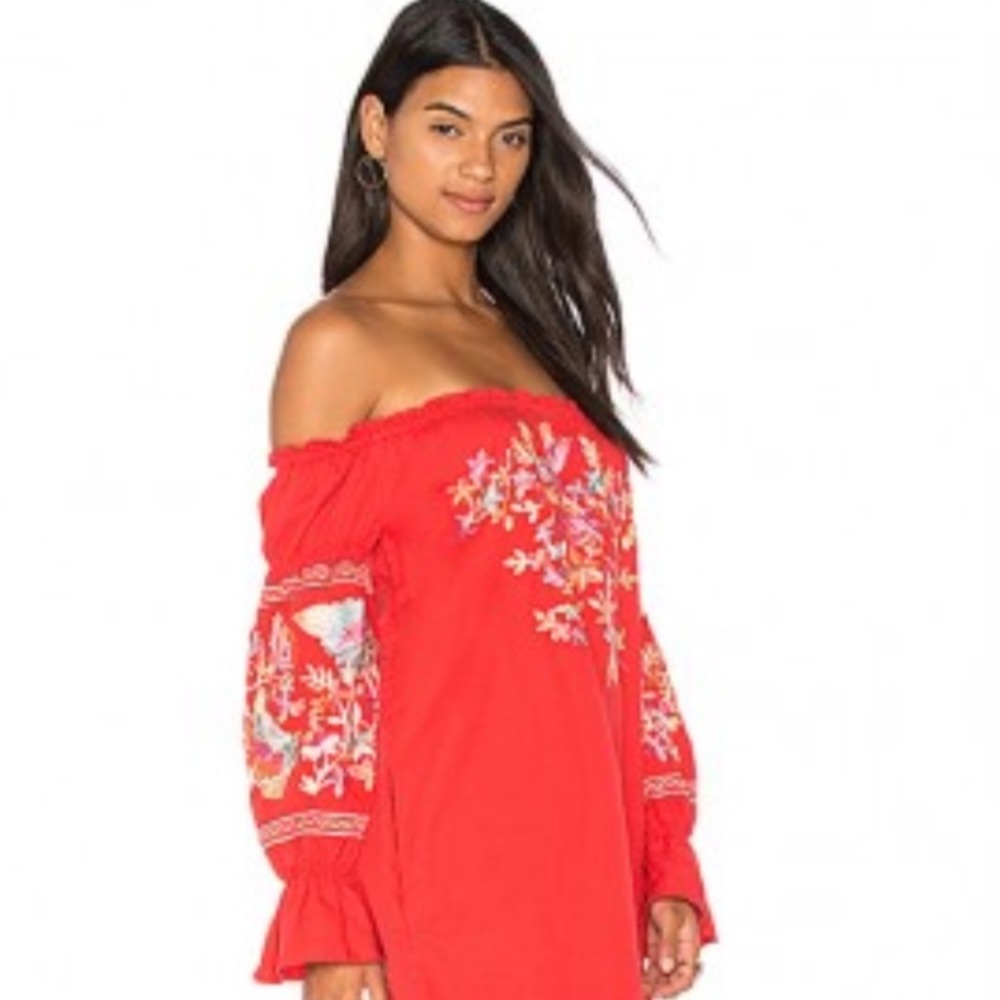 Free People Fleur Du Jour Mini Dress in Red